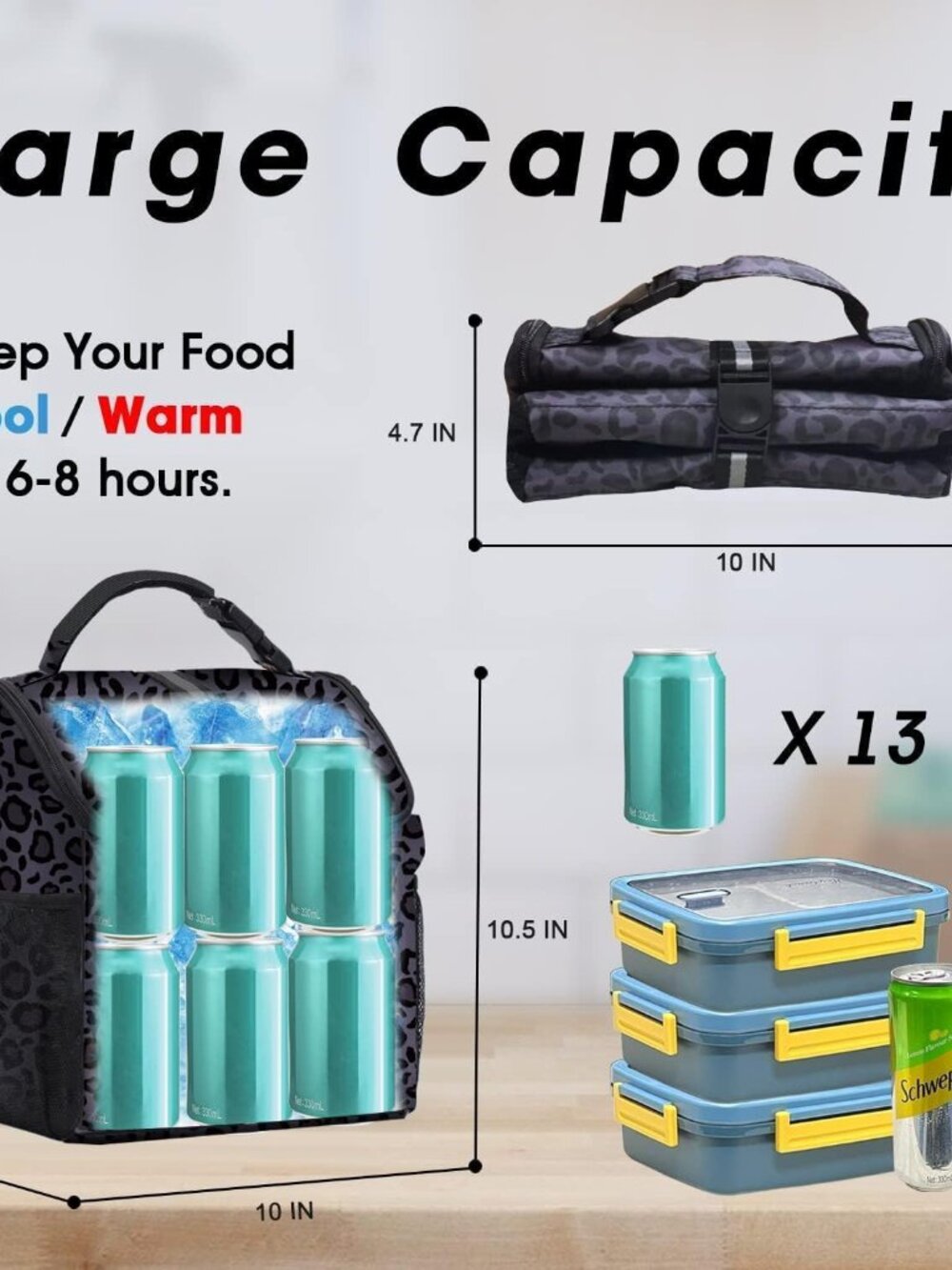 Lunch Bags for Women,Leakproof Insulated Floral Lunch Box with Adjustable Should - Picture 2 of 6